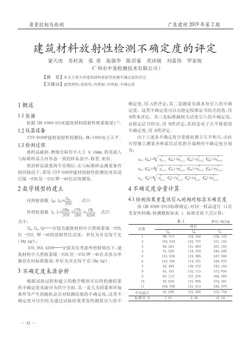 建筑材料放射性检测不确定度的评定