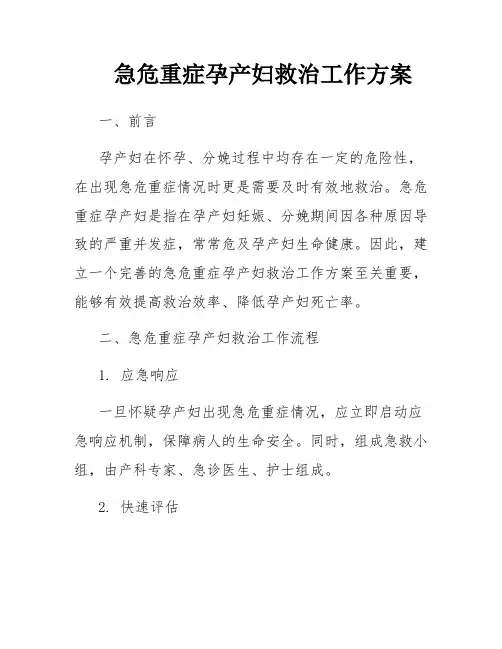 急危重症孕产妇救治工作方案