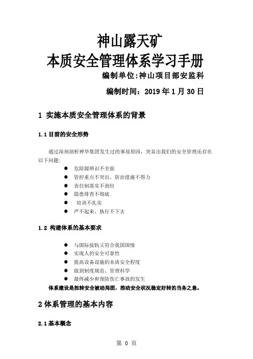 本质安全管理体系学习手册word精品文档20页
