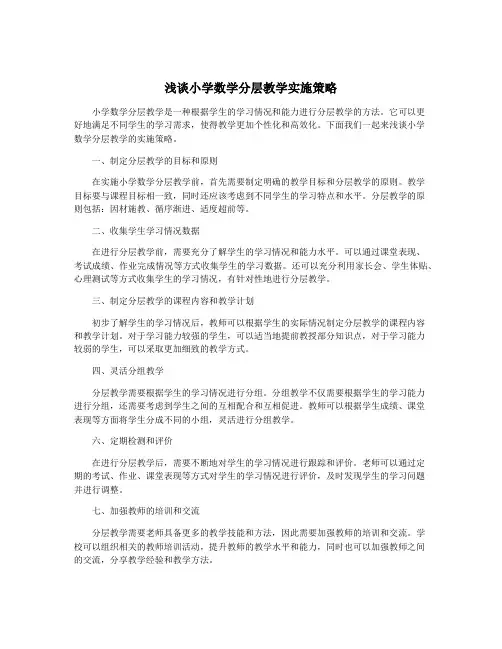 浅谈小学数学分层教学实施策略