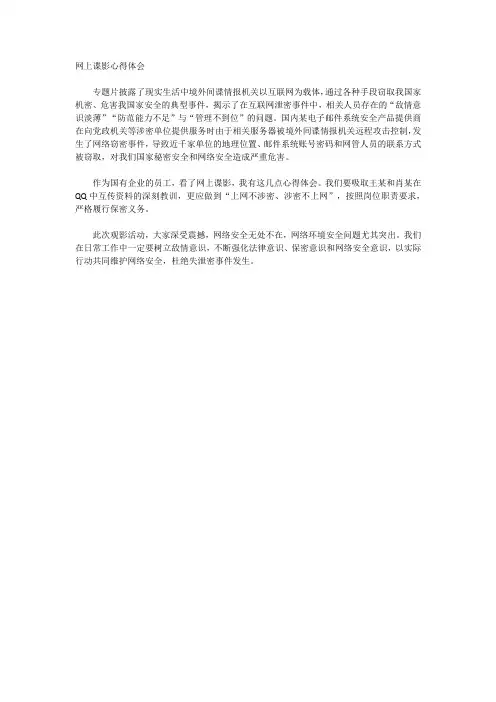 网上谍影心得体会