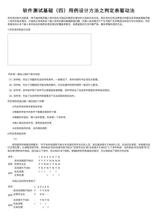 软件测试基础（四）用例设计方法之判定表驱动法