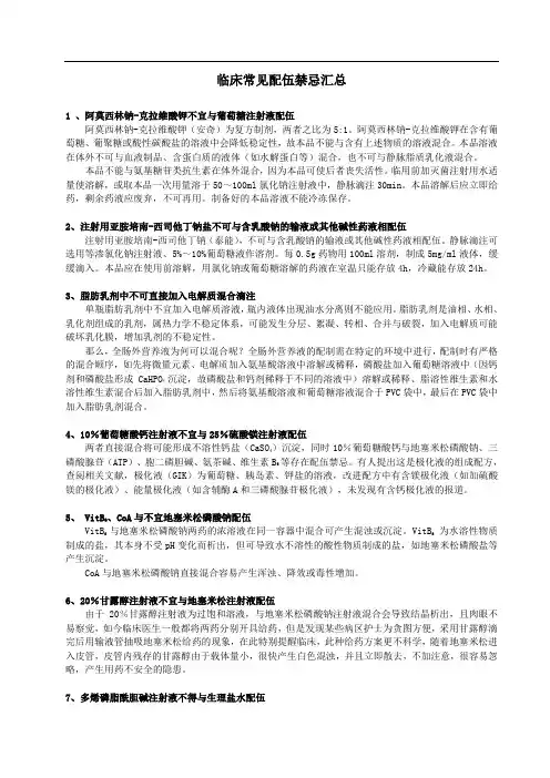 临床常见配伍禁忌汇总