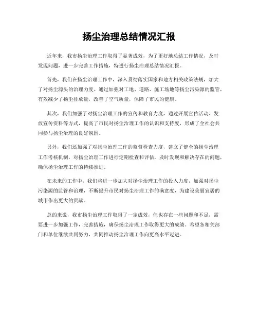 扬尘治理总结情况汇报