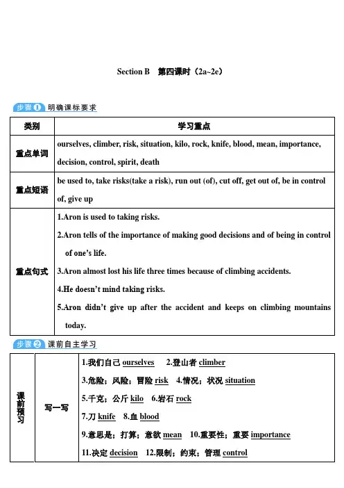 人教版英语八年级下册：(Unit 1)Section B(2a~2e)【教案】