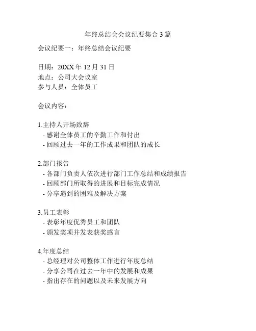 年终总结会会议纪要集合3篇