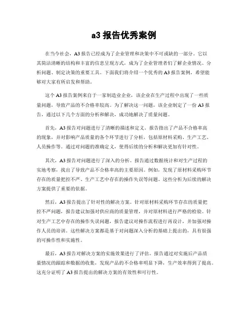 a3报告优秀案例