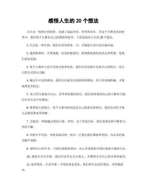 感悟人生的20个想法