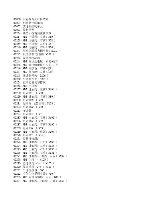 斯柯达明锐故障码