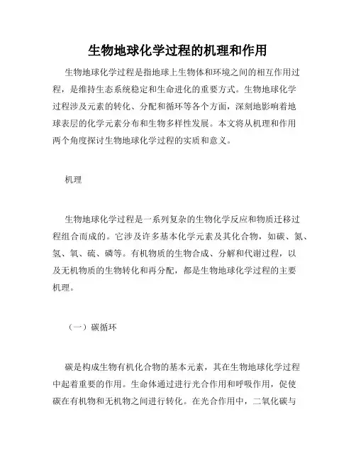 生物地球化学过程的机理和作用