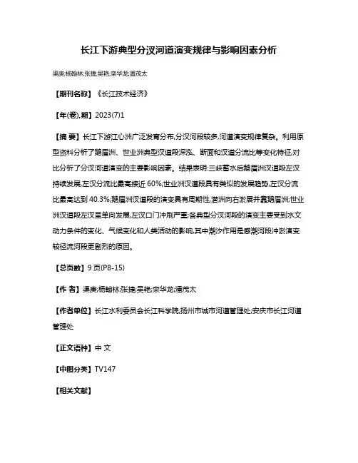 长江下游典型分汊河道演变规律与影响因素分析