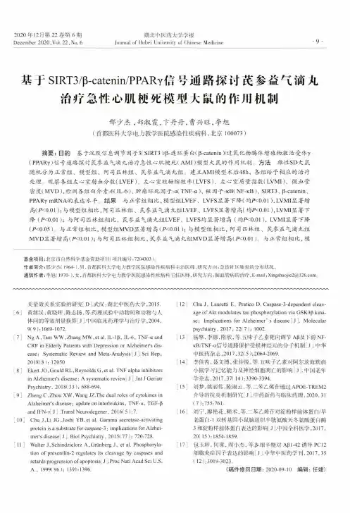 基于SIRT3β-cateninPPARγ信号通路探讨芪参益气滴丸治疗急性心肌梗死模型大鼠的作用机制