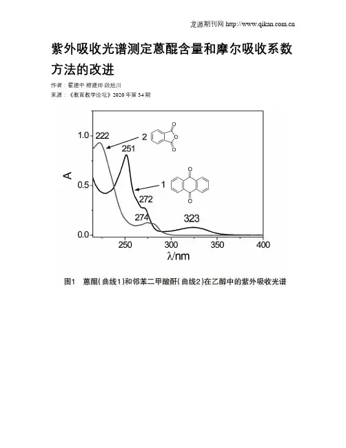 紫外吸收光谱测定蒽醌含量和摩尔吸收系数方法的改进