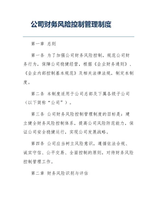 公司财务风险控制管理制度