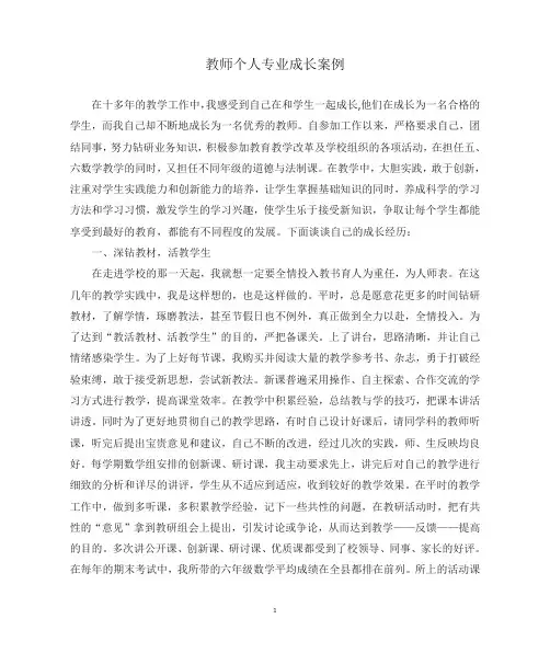 教师个人专业成长案例