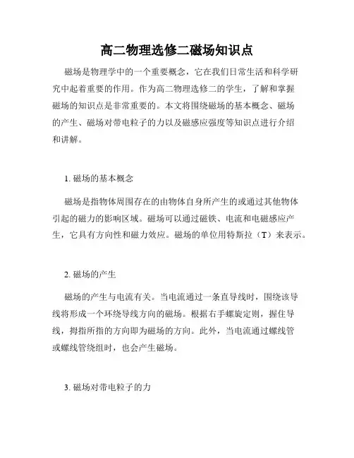 高二物理选修二磁场知识点