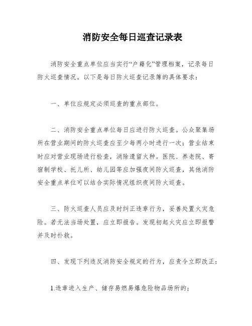 消防安全每日巡查记录表