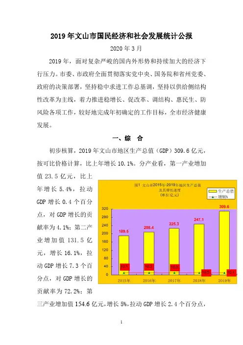 2019年文山市国民经济和社会发展统计公报