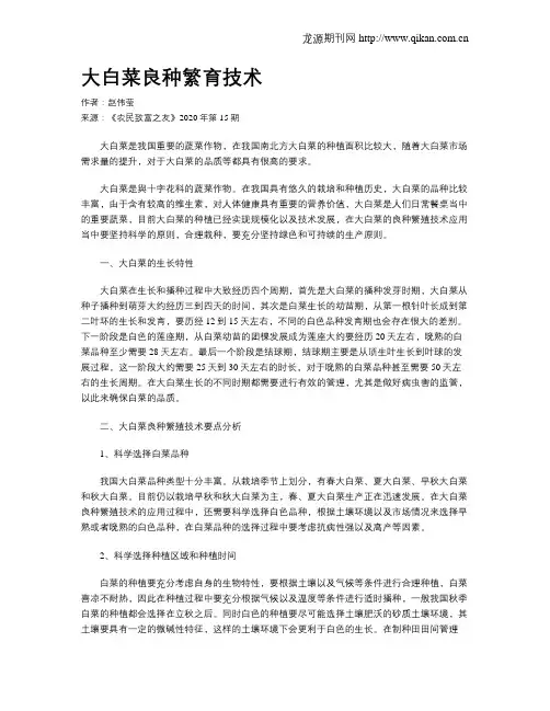 大白菜良种繁育技术
