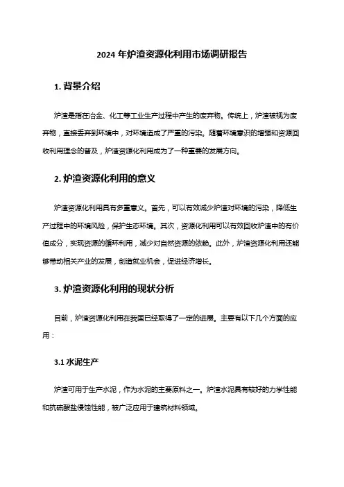 2024年炉渣资源化利用市场调研报告