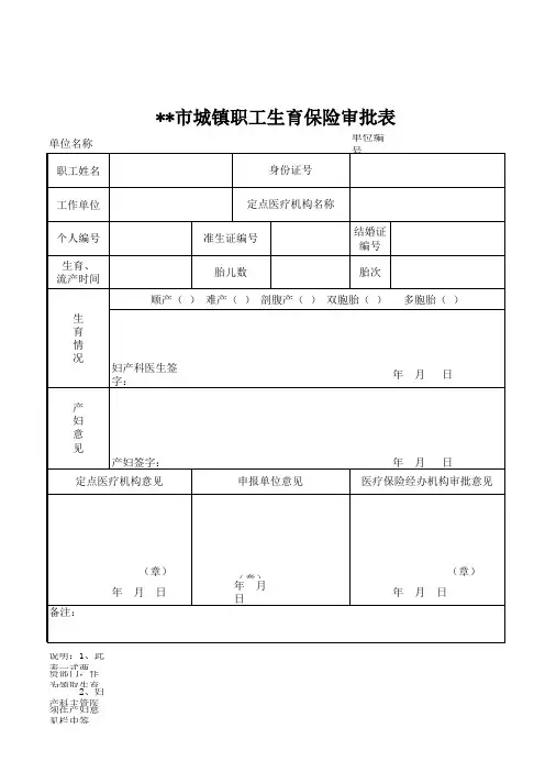 生育保险审批表