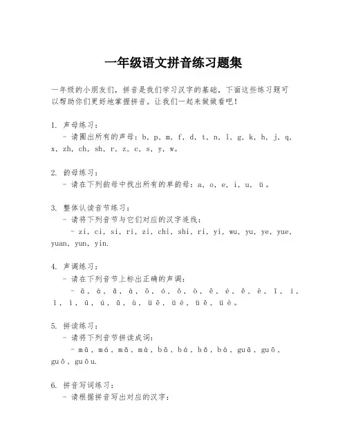 一年级语文拼音练习题集