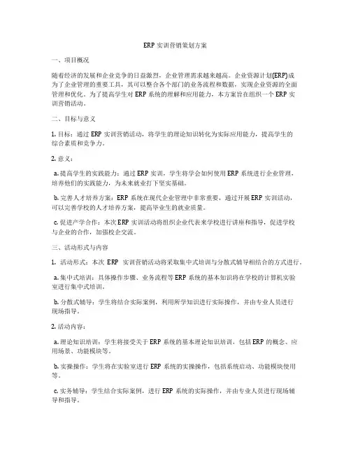 ERP实训营销策划方案