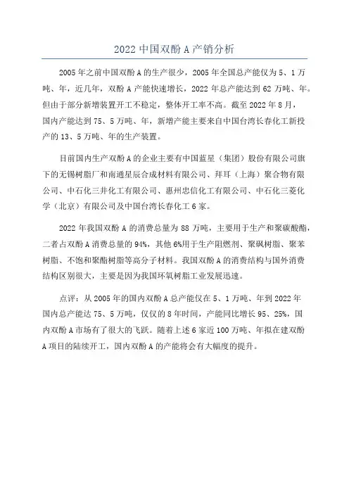 2022中国双酚A产销分析