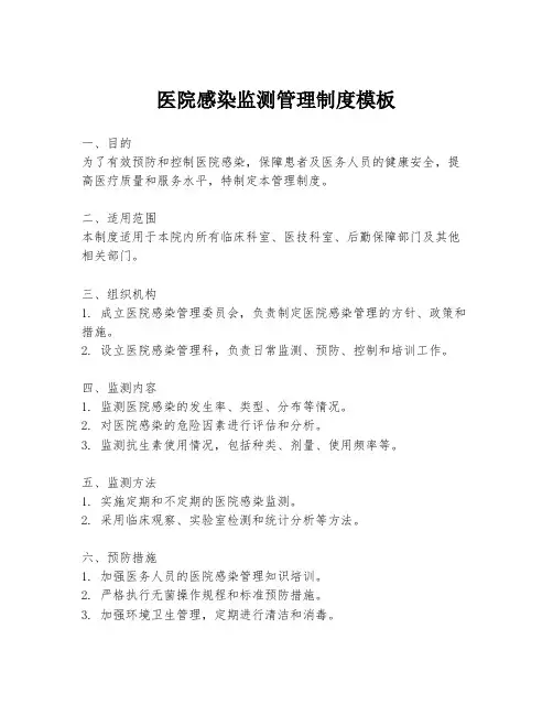 医院感染监测管理制度模板