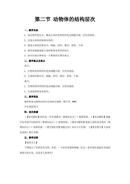 动物体的结构层次+示范教案