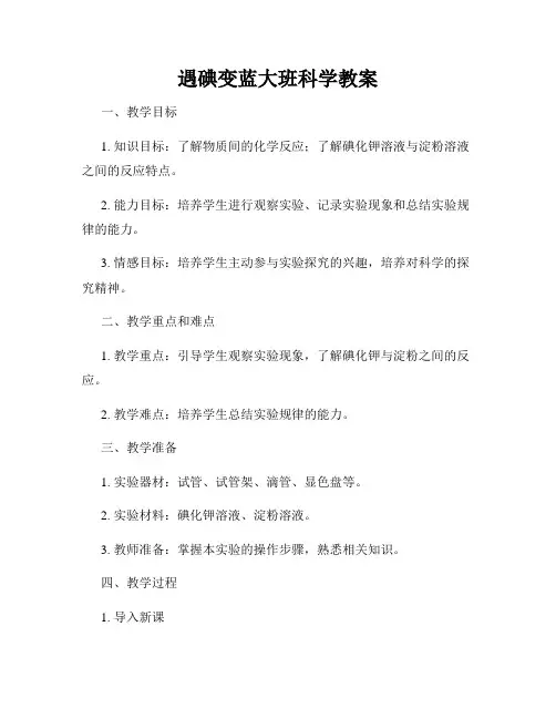 遇碘变蓝大班科学教案