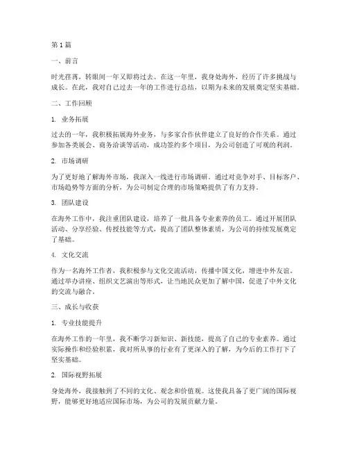 一个海外年度总结(3篇)