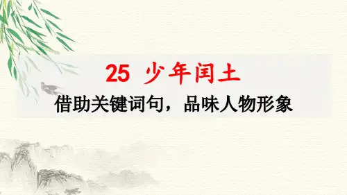 2023年统编版语文六年级上册名师讲重点优选课件25少年闰土(借助关键词句,品味人物形象)