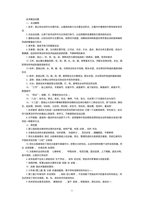 武术概述试题