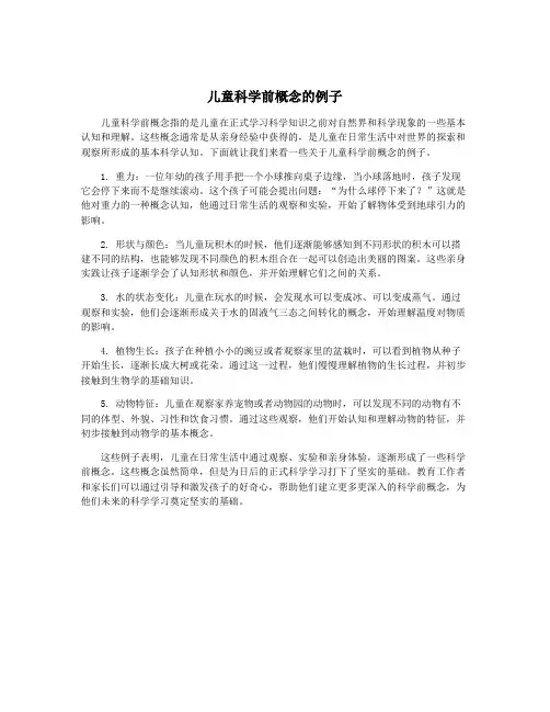 儿童科学前概念的例子