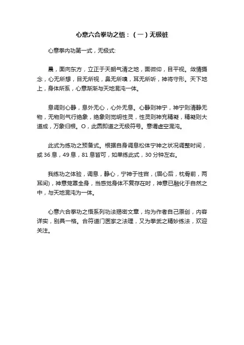 心意六合拳功之悟：（一）无极桩