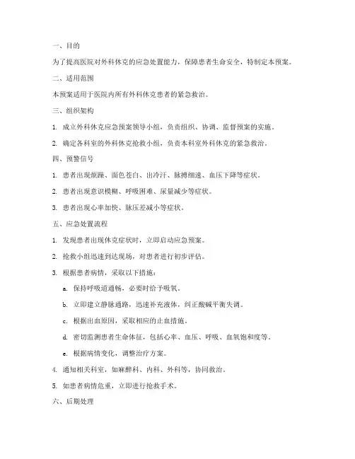外科休克的应急预案