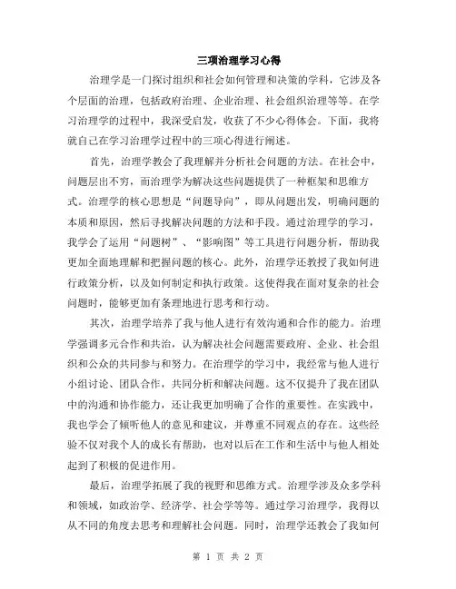 三项治理学习心得
