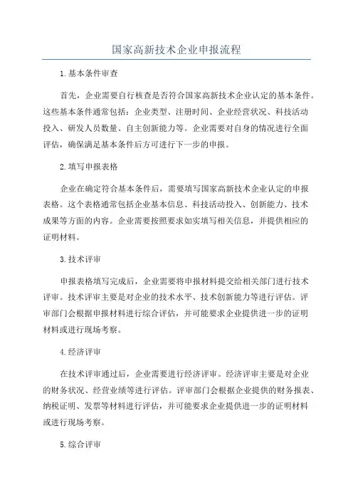 国家高新技术企业申报流程
