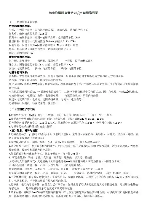 初中物理所有章节思维导图