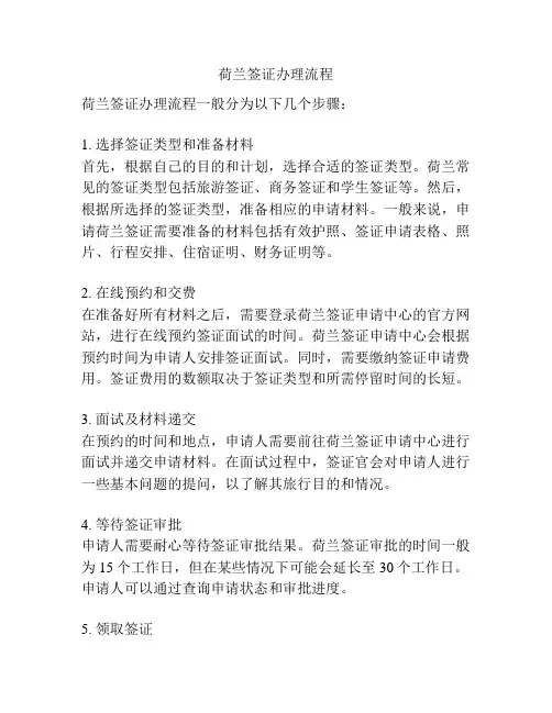 荷兰签证办理流程