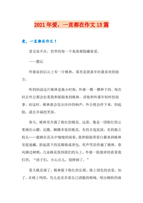 2021年爱,一直都在作文13篇