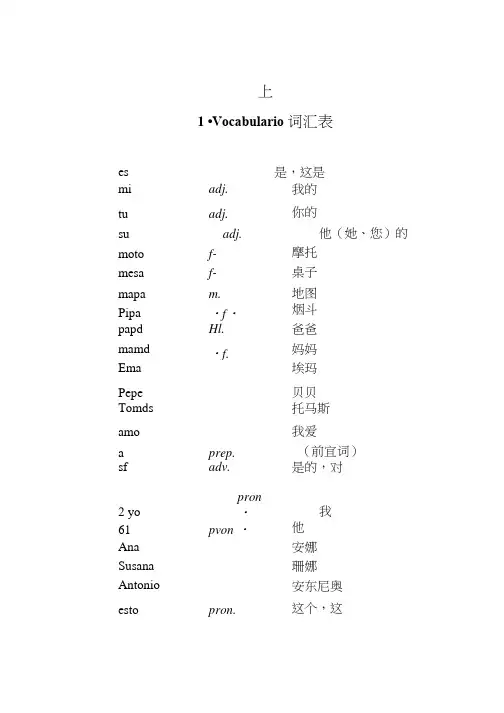 基础西班牙语词汇表
