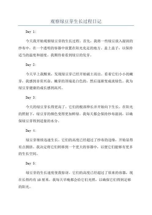 观察绿豆芽生长过程日记