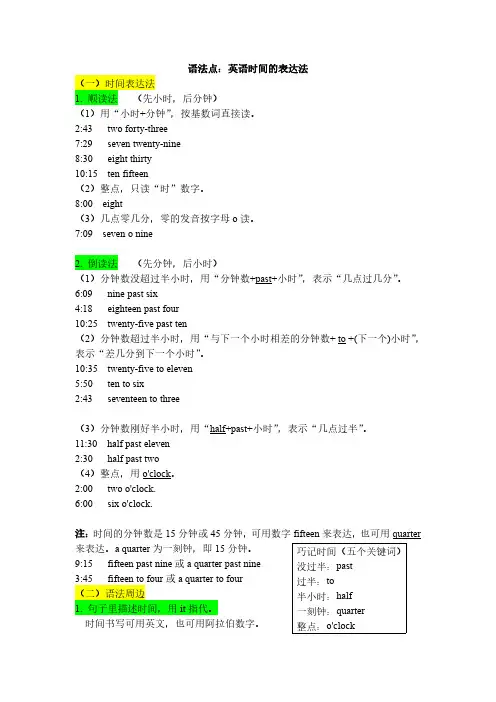 英语时间的表达法