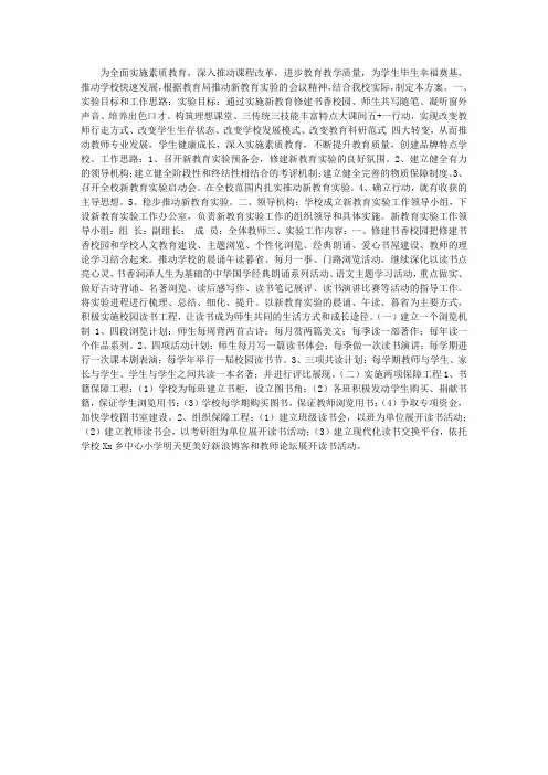 中心小学新教育实验实施方案