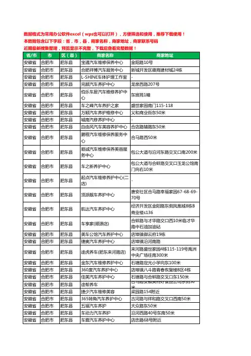 新版安徽省合肥市肥东县汽车保养工商企业公司名录名单黄页大全74家