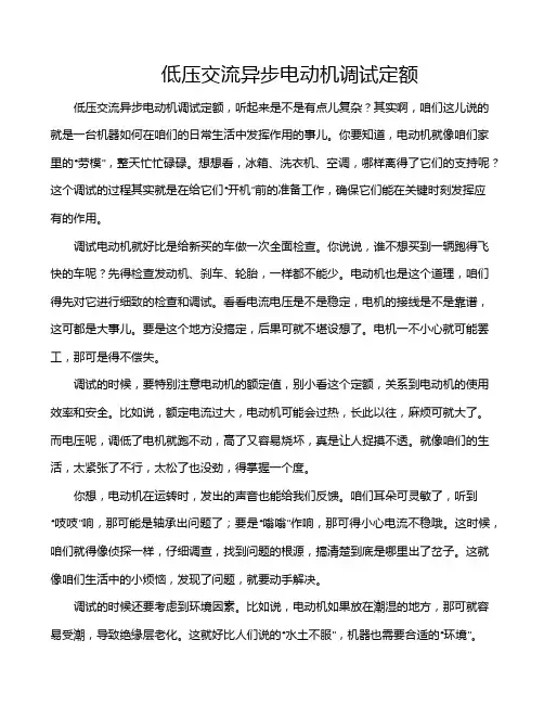 低压交流异步电动机调试定额