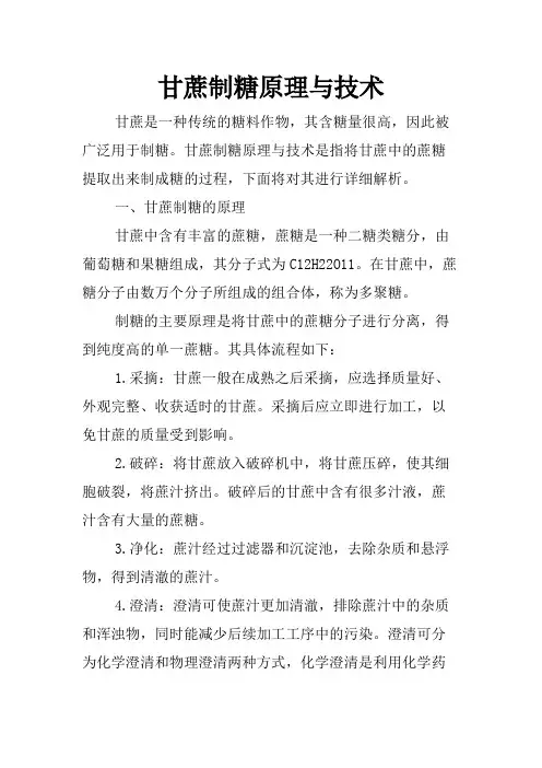 甘蔗制糖原理与技术