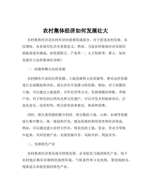 农村集体经济如何发展壮大